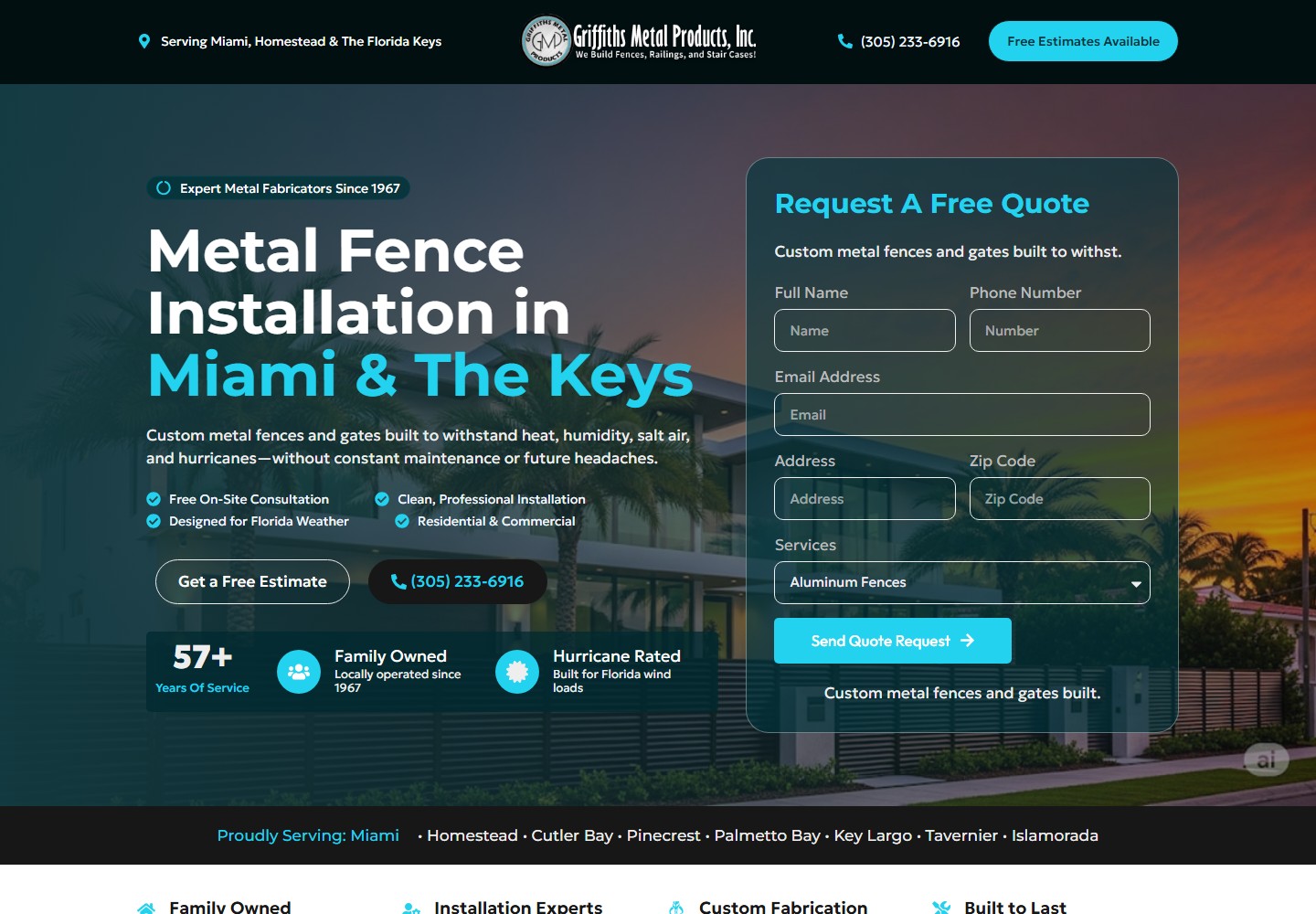Actual Metal Fence landing-page screenshot