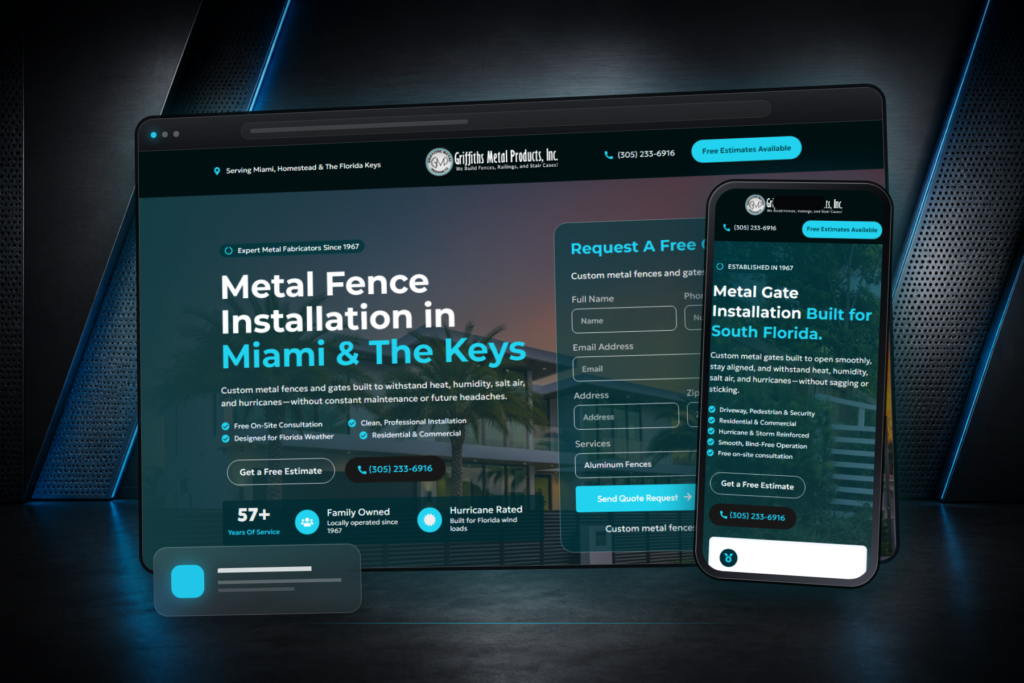 Griffiths Metal Products fence and gate landing-page presentation