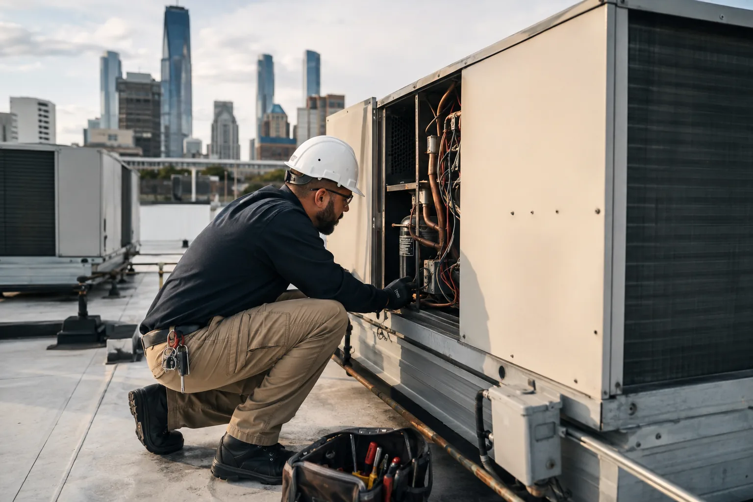 Representative commercial rooftop HVAC installation