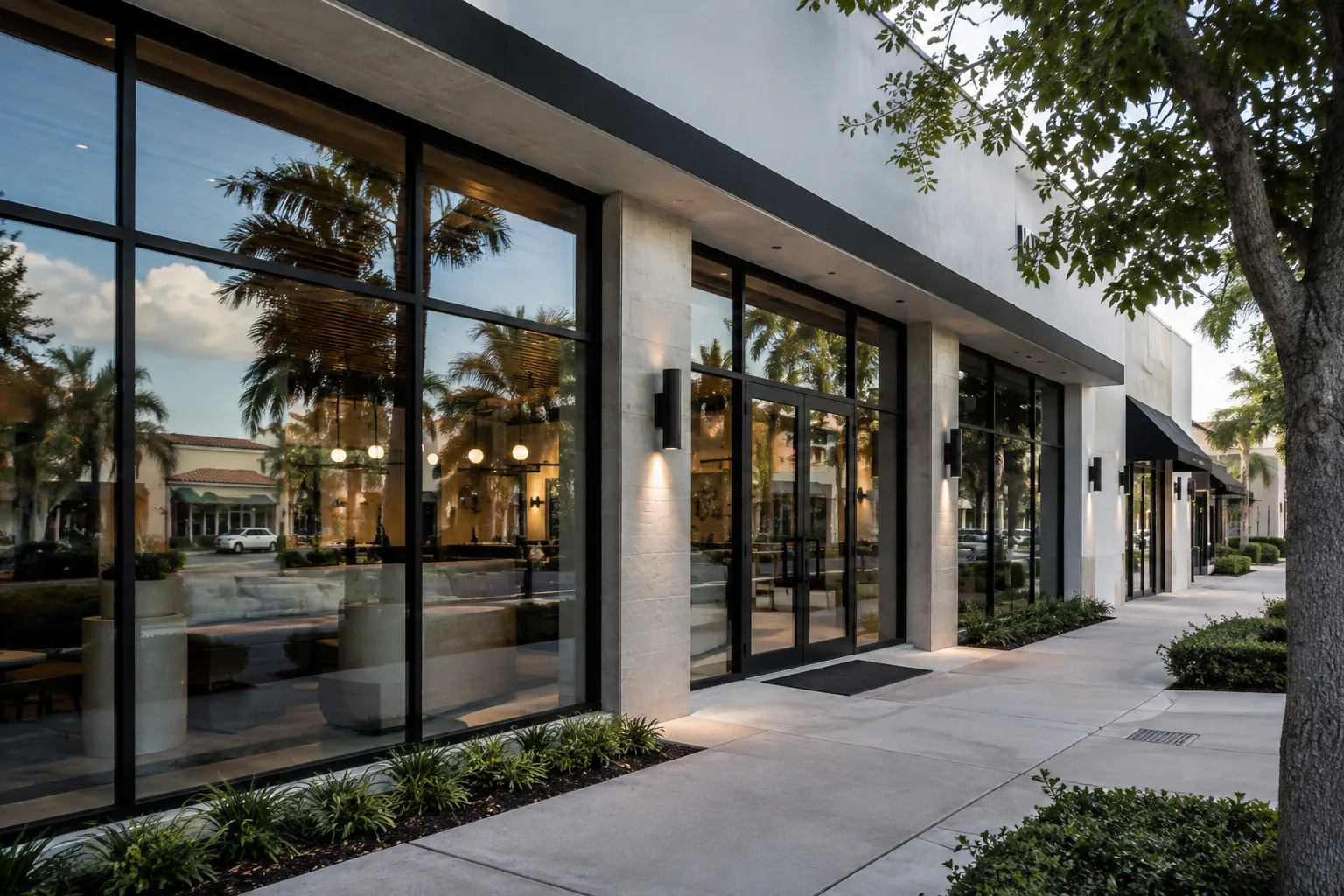 Representative commercial storefront with impact glazing